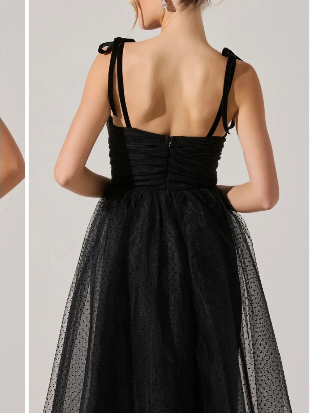 NWOT ASTR the Label Karyme Tie Strap Polka Dot Black Midi Dress Size M - Picture 7 of 17